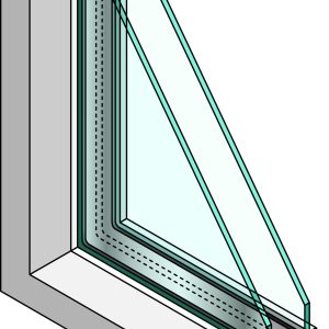 Cross-section diagram of a double glazed window. Cross-section diagram of a double glazed window.